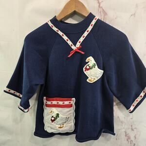 Vintage Christmas Sweatshirt Youth Small Medium Girls Boys Kids Goose Holiday